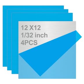 4PCS Stainless Steel Metal 12" x 12" x 1/32" Inch Metal Plates for Magnetic Mount Board Wall 20GA(0.80MM) 430 Stainless Steel Shim Stock Plates Metal Sheets for Crafting, Kitchen, Office