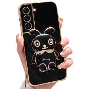 for Gabb Phone 4 Pro Case 3D Cute Cartoon Hidden Rabbit Kickstand Design for Women Girls,Luxury Plating Glitter Soft Silicone Girly Phone Case with Camera Protection Cover for Gabb Phone 4 Pro Black