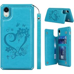 for iPhone X Case,for iPhone Xs Case,[ Credit Card Holder & Slot Wallet Case ] Back Shell Leather Cover Shockproof Protective Case with Strap(5.8")-Black