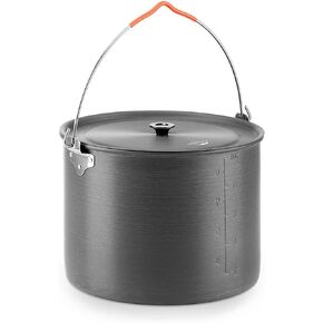 Naturehike 10.5 Quart Aluminum Hanging Pot, 6-8 Person Portable Camping Pot with Lid, Ultralight Outdoor Cooking Pot Cookware for Hiking Picnic Travel
