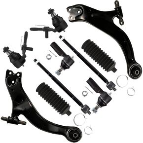 10pc Set Front Suspension Kit Lower Control Arm Ball Joint Inner Outer Tie Rod End Steering Rack Boot Replacement 1998-2003 For Toyota Sienna For Toyota Solara 1998-2004 For Toyota Avalon