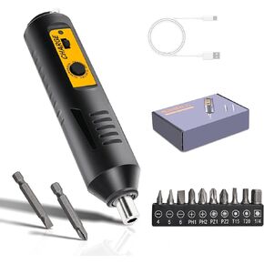 Mini Cordless Electric Screwdriver,Rechargeable, Can Rotate Clockwise Or Counterclockwise,With A Button Control And Ultra Long Battery Life,10 Bits&2 Extended Bits, USB Cable, Magnetic Hex Chuck
