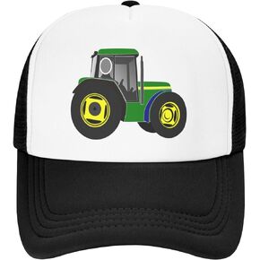 Boys' Green Tractor Trucker Mesh Hat for Toddler Youth, Snapback Adjustable Truck Baseball Cap