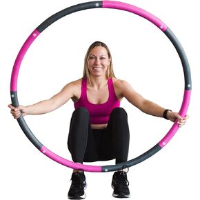 Weighted Hula Hoop for Adults - Fat Burning, Adjustable Soft Fitness Hoola Hoop for a Fun Workout - Burn Calories - Core and Leg Exercise Equipment - Indoor and Outdoor Training (3 pounds)