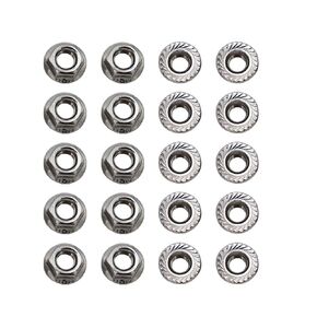 M8x1.25mm DIN6923 Serrated Flange Nuts 20 Pack 304 Stainless Steel Hex Lock Nuts Full Thread for Industrial Construction Fasteners
