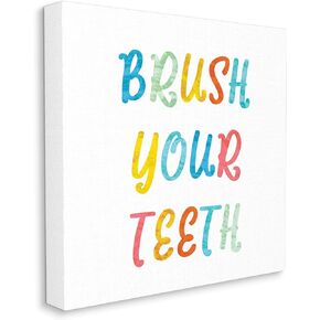 Stupell Industries Brush Your Teeth Dental Hygiene Kids Typography, Designed by Daphne Polselli Canvas Wall Art, 36 x 36, Multi-Color