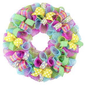 Wreath for Summer - Spring Door Decor - Birthday Gifts for Women - Year Round Welcome Decorations - Pink Turquoise Yellow Green P1
