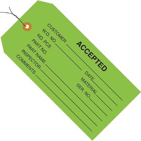 Discount Tag & Label Green Inspection Tags, Wired, Accepted', 4 3/4' x 2 3/8', 5, (Case of 1000)