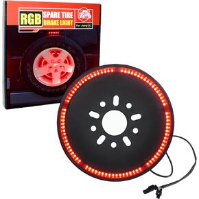 for JK RGB Spare Tire Brake Light - Plug&Play Directly fit Wrangler 2007-2017 JK JKU Sahara Rubicon,RGB Spare Tire Lights with Wire Adapter