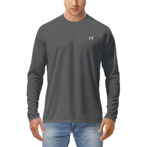 isnowood UPF 50+ Men's Fishing Shirt - Long Sleeve Sun Protection Rash Guard Shirt for Outdoor Hiking Swimming Running