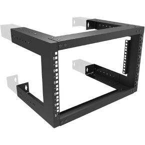 Jingchengmei 6U Wall Mount Open Frame Rack-19 Inch Server Equipment Rack- Adjustable Depth 13-18 Inches 2 Post Open Frame Cabinet- Black (6U13-18InD)