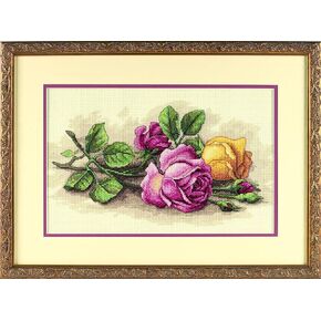 Dimensions 'Rose Cuttings' Floral Counted Cross Stitch Kit, 14'' x 9'', multi-colored, 14 Count