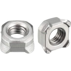 uxcell Weld Nuts,M8 Square UNC Coarse Carbon Steel Machine Screw Silver Pack of 10