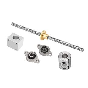 8mm T8 Lead Screw Kit (600mm/23.62" Lead Screw + Copper Nut +Nut Housing + Horizontal Pillow Bearing Block + Hexagon Wrench + Coupler), Pitch: 2mm/0.08",Lead: 14mm/0.55"