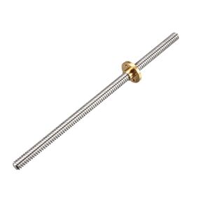 uxcell 200mm Length T8 8mm Dia Lead Screw Rod,8 Lead Stainless Steel Lead Screw Rod with Copper Nut Trapezoidal Thread for 3D Printer Z Axis