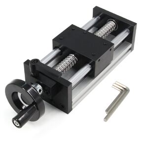 100mm Effective Stroke Length Linear Rail Guide Double Optical Axis Linear Slide Rail Ballscrew SFU1605 with Manual Sliding Table for DIY CNC Router Machine (Size:100mm)