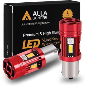 Alla Lighting CAN Bus T25 3156 3157 LED Bulbs Amber Yellow Turn Signal Lights, Plug-n-Play 3457NAK 4157NAK 5702AK 3757AK CANBUS Blinker Lamps Upgrade
