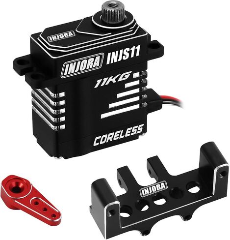 INJORA Coreless High Torque Micro Servo with Mount and Servo Horn for SCX24 C10 JLU Bronco Axial 1/24 RC Crawler Car Upgrade Parts (Black) in Saudi Arabia
