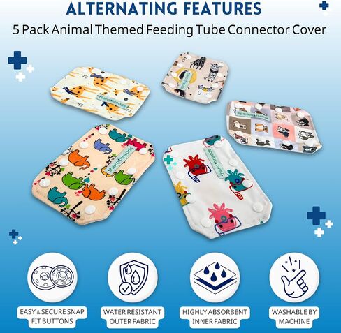 5 Pack Animal Themed Feeding Tube Connector Cover for G Tubes, PEG, or J Tubes in Saudi Arabia