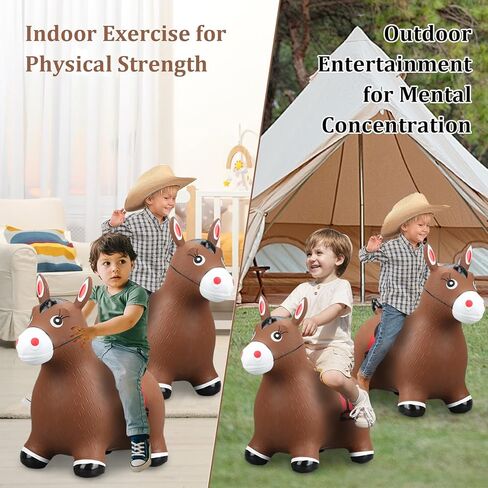 SKUROKU نفخ القفز ركوب الخيل، ألعاب الحيوانات كذاب المطاط للأطفال / الأطفال الصغار، ركوب داخلي في الهواء الطلق على قادوس، وشملت مضخة in Kuwait