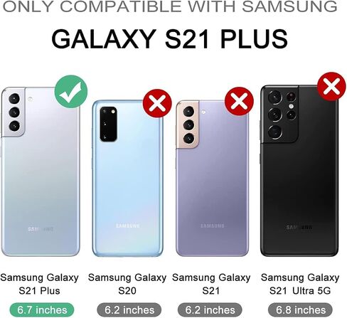حافظة Dexnor لهاتف Samsung Galaxy S21+ Plus، [واقي شاشة مدمج ومسند] غطاء حماية مقاوم للصدمات عالي التحمل من الدرجة العسكرية لهاتف Samsung Galaxy S21 Plus 5G، 6.7 بوصة أسود in Saudi Arabia