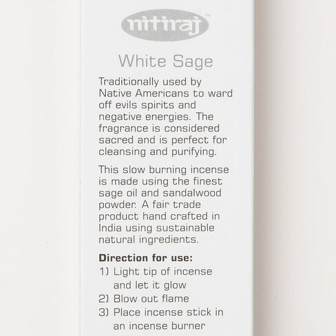 Nitiraj Premium White SAGE Natural Incense Sticks 25 Grams in Saudi Arabia