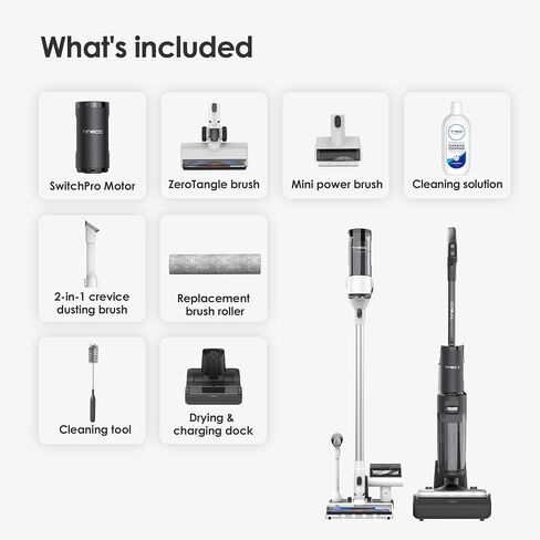 Tineco Floor ONE Switch S7 Wet Dry Vacuum Cleaner, Smart Floor Washer Multi-Function, Self-Cleaning, Extended Battery Lifespan 65Min Runtime, ZeroTangle Brush Dual-Edge Cleaning, Whole-House Cleaning in Saudi Arabia