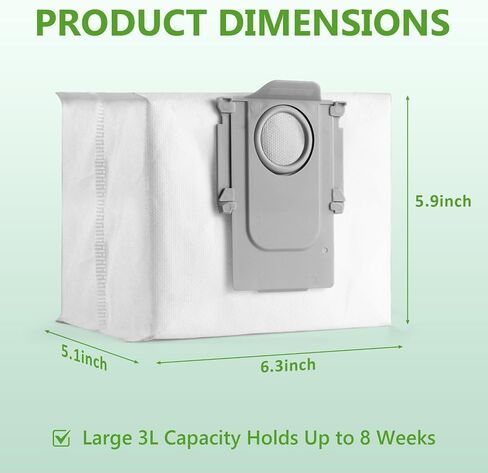 12 Pack Dust Bags Compatible with Roborock S8+,S8 Pro Ultra,S7 Max Ultra/MaxV Ultra, Q5+, Q5 Pro+,Q7+,Q7 Max+, Q8 Max+ Robot Vacuum Cleaner, 3L Large Capacity Disposable Bag Accessories Set in Saudi Arabia