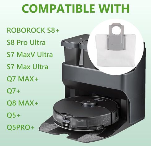 12 Pack Dust Bags Compatible with Roborock S8+,S8 Pro Ultra,S7 Max Ultra/MaxV Ultra, Q5+, Q5 Pro+,Q7+,Q7 Max+, Q8 Max+ Robot Vacuum Cleaner, 3L Large Capacity Disposable Bag Accessories Set in Saudi Arabia