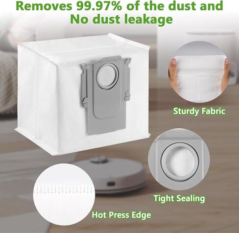12 Pack Dust Bags Compatible with Roborock S8+,S8 Pro Ultra,S7 Max Ultra/MaxV Ultra, Q5+, Q5 Pro+,Q7+,Q7 Max+, Q8 Max+ Robot Vacuum Cleaner, 3L Large Capacity Disposable Bag Accessories Set in Saudi Arabia
