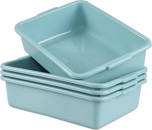 Commercial Bus Box, 4-Pack Plastic Bus Tubs, 13 L Capacity, Blue in Kuwait