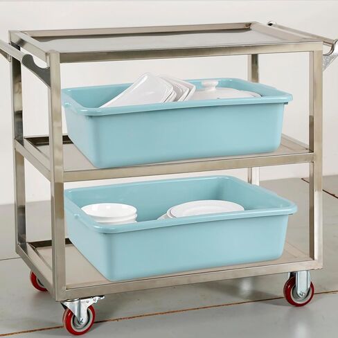 Commercial Bus Box, 4-Pack Plastic Bus Tubs, 13 L Capacity, Blue in Kuwait