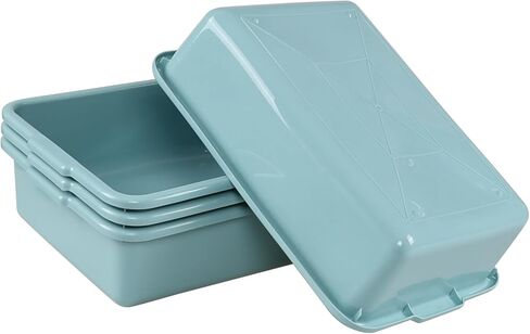 Commercial Bus Box, 4-Pack Plastic Bus Tubs, 13 L Capacity, Blue in Kuwait