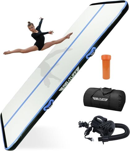 Inflatable Gymnastics Mat | Air Tumbling Track with Electric Pump for Home Gym, Yoga, Cheer, Gymnastics Equipment | Includes Mat Bag | Perfect for Kids and Adults, Indoor and Outdoor Use in Saudi Arabia