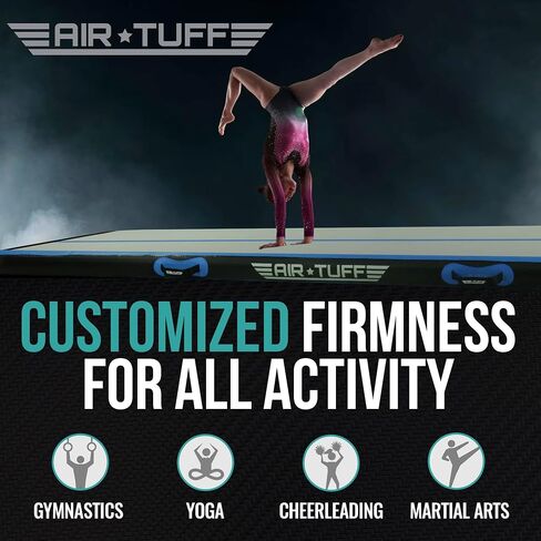 Inflatable Gymnastics Mat | Air Tumbling Track with Electric Pump for Home Gym, Yoga, Cheer, Gymnastics Equipment | Includes Mat Bag | Perfect for Kids and Adults, Indoor and Outdoor Use in Saudi Arabia