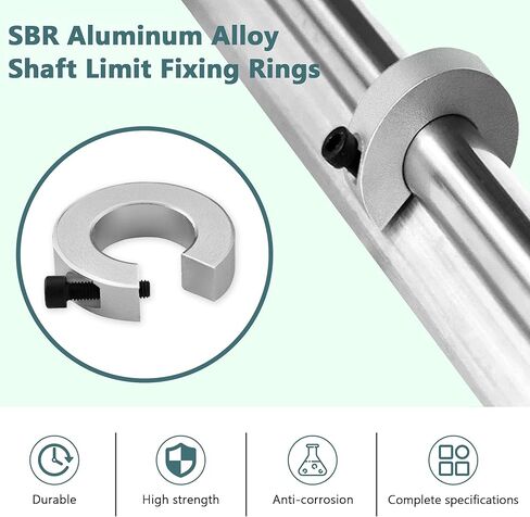 8 قطع SBR20 20 مم أطواق إيقاف السكك الحديدية الخطية حلقات تثبيت حد عمود سبائك الألومنيوم مع مفتاح ربط 4 مم، أداة أجزاء CNC أطواق إيقاف عمود السكك الحديدية الخطية in Kuwait