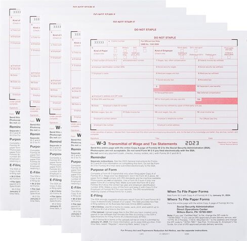 W3 Transmittal Tax Forms 2023, Summary Laser Forms for Transmittal of Wage and Tax Statements, IRS Approved ~Pack of 25 in Kuwait