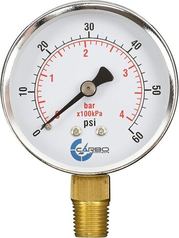 2-1/2" Pressure Gauge, Chrome Plated Steel Case, Dry, 0-4000 psi/kPa, Lower Mount 1/4" NPT in Saudi Arabia