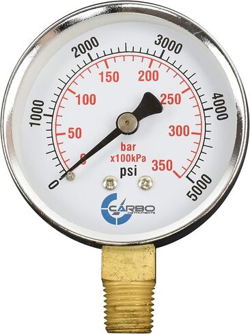 2-1/2" Pressure Gauge, Chrome Plated Steel Case, Dry, 0-4000 psi/kPa, Lower Mount 1/4" NPT in Saudi Arabia
