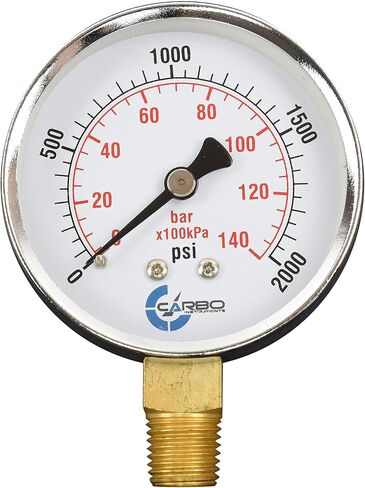 2-1/2" Pressure Gauge, Chrome Plated Steel Case, Dry, 0-4000 psi/kPa, Lower Mount 1/4" NPT in Saudi Arabia