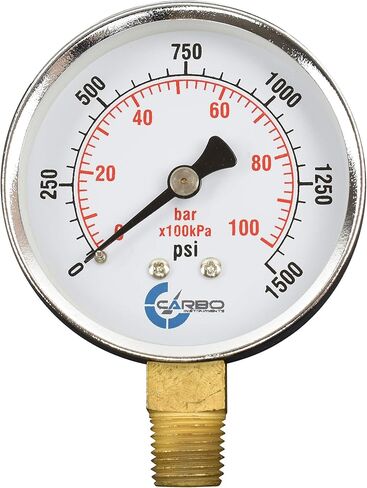 2-1/2" Pressure Gauge, Chrome Plated Steel Case, Dry, 0-4000 psi/kPa, Lower Mount 1/4" NPT in Saudi Arabia