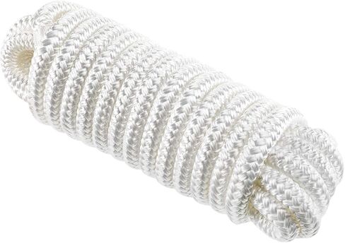 Amarine Made 1/2 بوصة 25 قدم خط إرساء مزدوج من النايلون، حبل رسو مزدوج مضفر (عبوة من قطعتين، أبيض) in Saudi Arabia