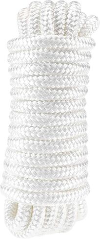 Amarine Made 1/2 بوصة 25 قدم خط إرساء مزدوج من النايلون، حبل رسو مزدوج مضفر (عبوة من قطعتين، أبيض) in Saudi Arabia