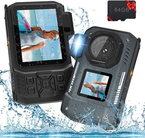كاميرا 4K تحت الماء 33FT كاميرا رقمية مقاومة للماء مع بطاقة 64 جيجابايت 65 ميجابكسل ضبط تلقائي للصورة سيلفي شاشة مزدوجة كاميرا تحت الماء للغطس مدمجة 18X تكبير نقطة واطلاق النار، بطارية 2500 مللي أمبير في الساعة من النوع C-أسود in Kuwait