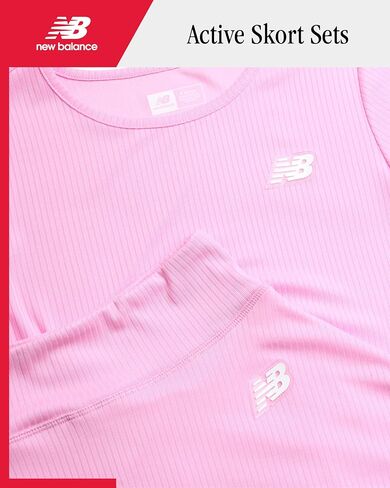 New Balance Girls' Skirt Set - 2 Piece Performance Short Sleeve T-Shirt and Skort (Size: 7-16) in Saudi Arabia