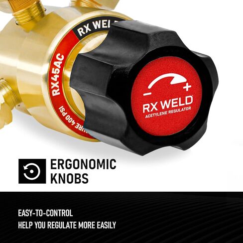 RX WELD منظم الأسيتيلين CGA-200 مقاييس غاز اللحام المدخل الخلفي مع منفذ 9/16 "-18 وموصل خرطوم، مقبض على شكل حرف T in Kuwait