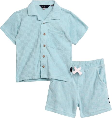 Ben Sherman Boys' Shorts Set - 2 Piece Terry Towel Button Down T-Shirt and Shorts - Summer Cabana Set for Boys (2T-7) in Saudi Arabia