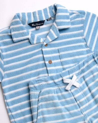 Ben Sherman Boys' Shorts Set - 2 Piece Terry Towel Button Down T-Shirt and Shorts - Summer Cabana Set for Boys (2T-7) in Saudi Arabia