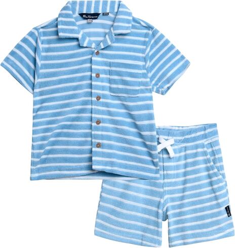 Ben Sherman Boys' Shorts Set - 2 Piece Terry Towel Button Down T-Shirt and Shorts - Summer Cabana Set for Boys (2T-7) in Saudi Arabia