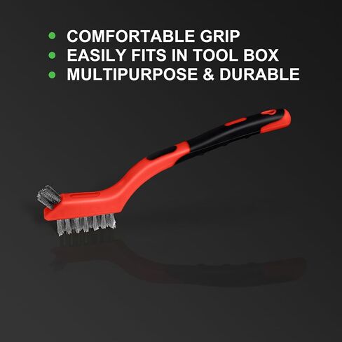 MAXMAN Wire Brush, 6Pcs Small Wire Brushes Set, Stainless Steel/Brass/Nylon Bristles, Household Deep & Gentle Cleaning Brush, Scratch Brushes for Dirt, Paint Scrubbing, Rust Remover, 7 Inches, Red in Saudi Arabia
